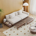 Canapé JASIWAY moderne en bois massif recouvert de coton et de lin