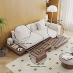 Canapé JASIWAY moderne en bois massif recouvert de coton et de lin