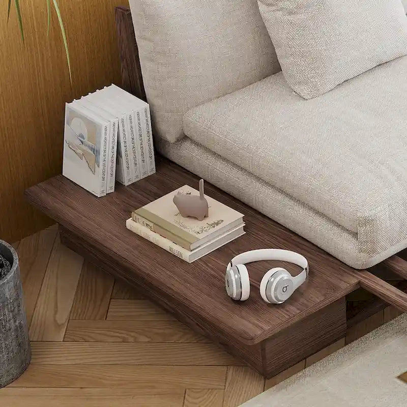 Canapé JASIWAY moderne en bois massif recouvert de coton et de lin