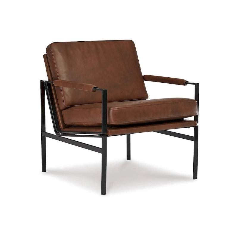 Fauteuil d'appoint en cuir style moderne du milieu du siècle, signé Ashley Puckman - 74 cm (L) x 80 cm (P) x 87 cm (H)