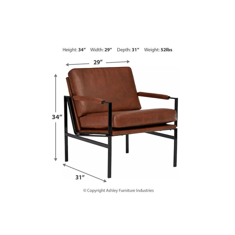 Fauteuil d'appoint en cuir style moderne du milieu du siècle, signé Ashley Puckman - 74 cm (L) x 80 cm (P) x 87 cm (H)