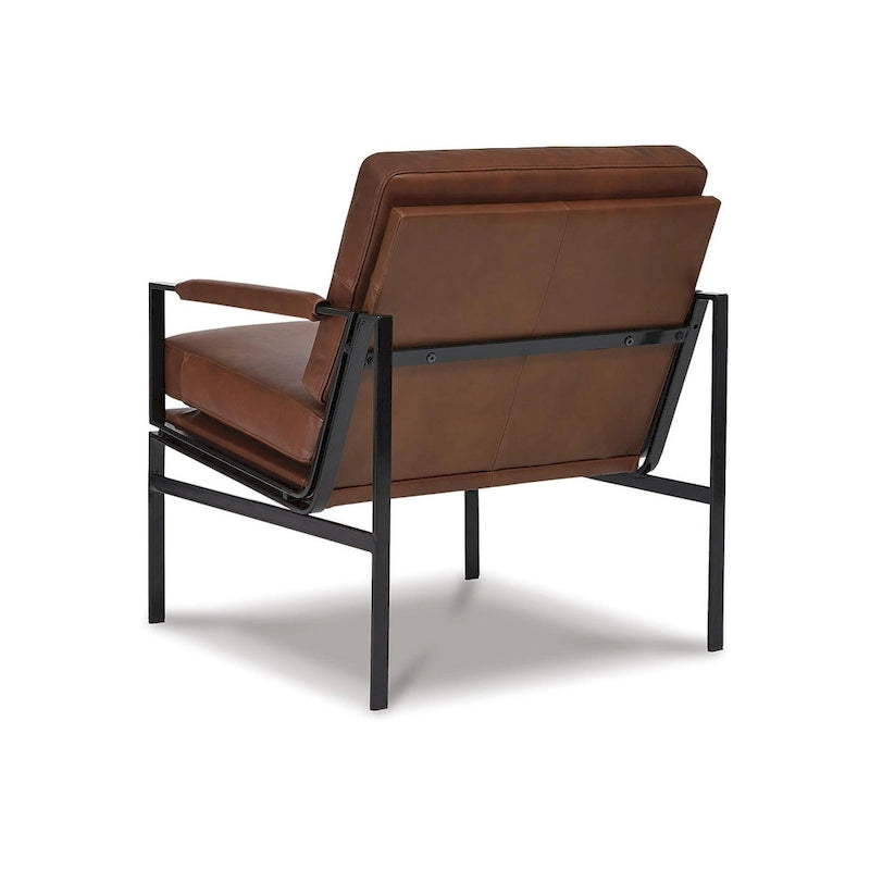 Fauteuil d'appoint en cuir style moderne du milieu du siècle, signé Ashley Puckman - 74 cm (L) x 80 cm (P) x 87 cm (H)