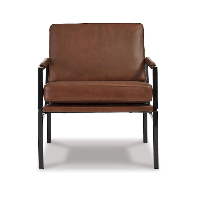 Fauteuil d'appoint en cuir style moderne du milieu du siècle, signé Ashley Puckman - 74 cm (L) x 80 cm (P) x 87 cm (H)