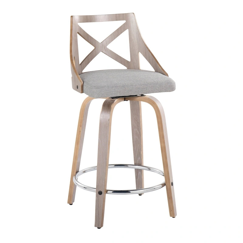 Tabouret de comptoir à hauteur fixe Gray Barn Charlotte 24 avec pieds en bois courbé (lot de 2)