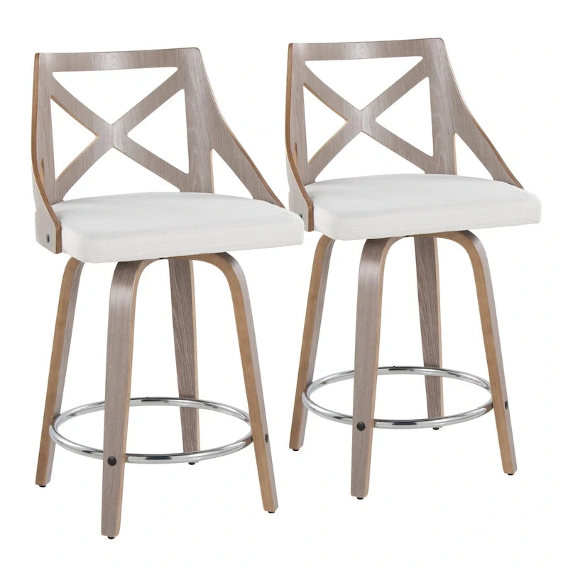 Tabouret de comptoir à hauteur fixe Gray Barn Charlotte 24 avec pieds en bois courbé (lot de 2)