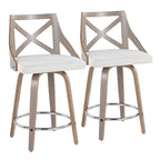Tabouret de comptoir à hauteur fixe Gray Barn Charlotte 24 avec pieds en bois courbé (lot de 2)