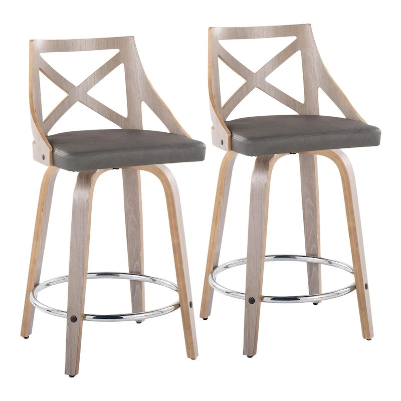 Tabouret de comptoir à hauteur fixe Gray Barn Charlotte 24 avec pieds en bois courbé (lot de 2)
