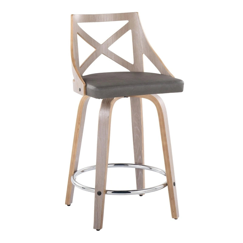 Tabouret de comptoir à hauteur fixe Gray Barn Charlotte 24 avec pieds en bois courbé (lot de 2)