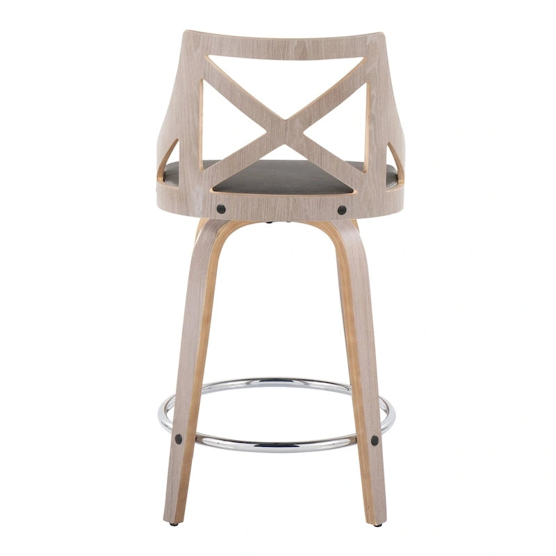 Tabouret de comptoir à hauteur fixe Gray Barn Charlotte 24 avec pieds en bois courbé (lot de 2)