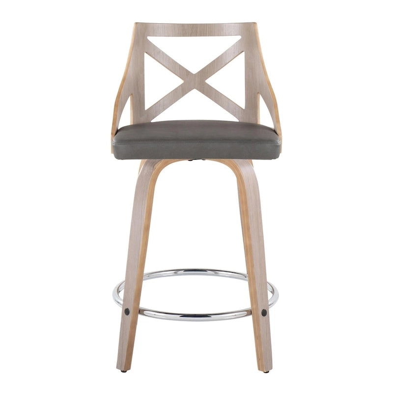 Tabouret de comptoir à hauteur fixe Gray Barn Charlotte 24 avec pieds en bois courbé (lot de 2)