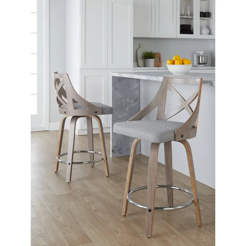 Tabouret de comptoir à hauteur fixe Gray Barn Charlotte 24 avec pieds en bois courbé (lot de 2)