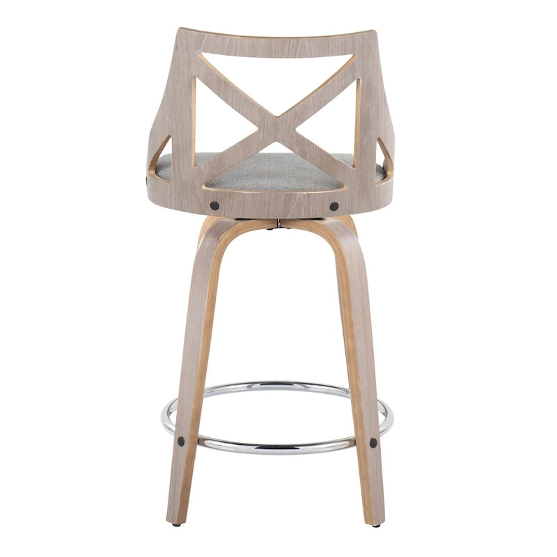 Tabouret de comptoir à hauteur fixe Gray Barn Charlotte 24 avec pieds en bois courbé (lot de 2)