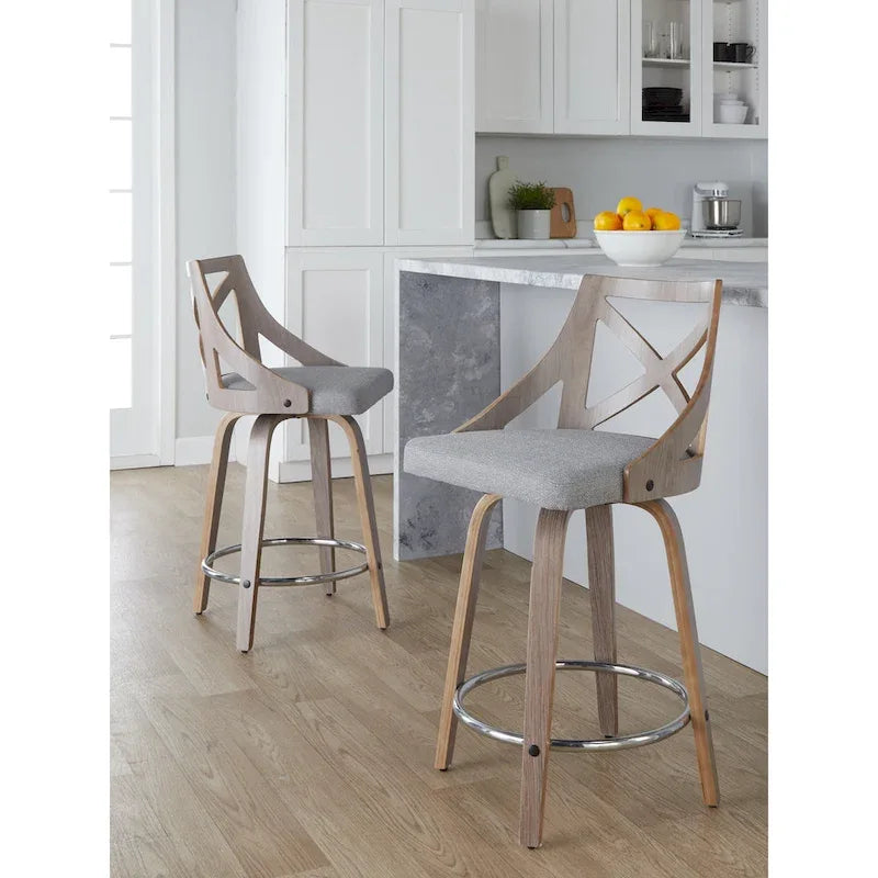 Tabouret de comptoir à hauteur fixe Gray Barn Charlotte 24 avec pieds en bois courbé (lot de 2)