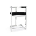 Tabouret de bar en velours noir, cadre en argent poli