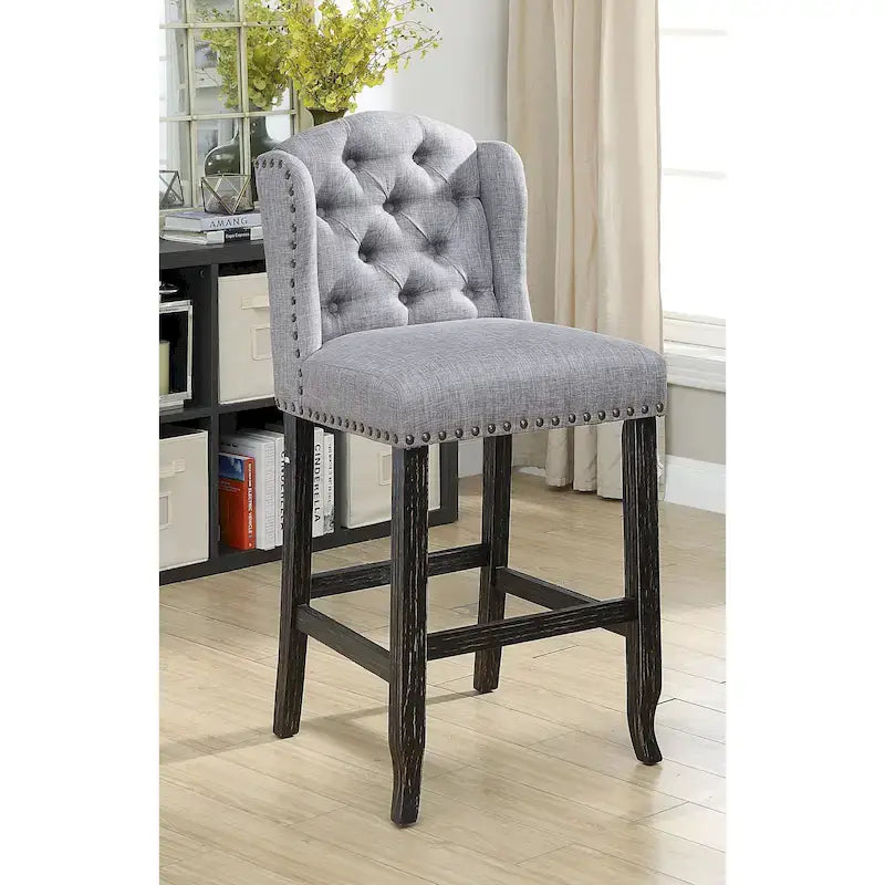 Chaises de bar Tays Rustic Linen capitonnées (lot de 2) par Furniture of America