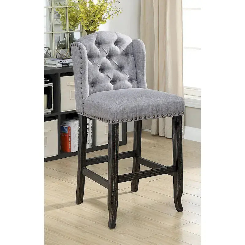 Chaises de bar Tays Rustic Linen capitonnées (lot de 2) par Furniture of America