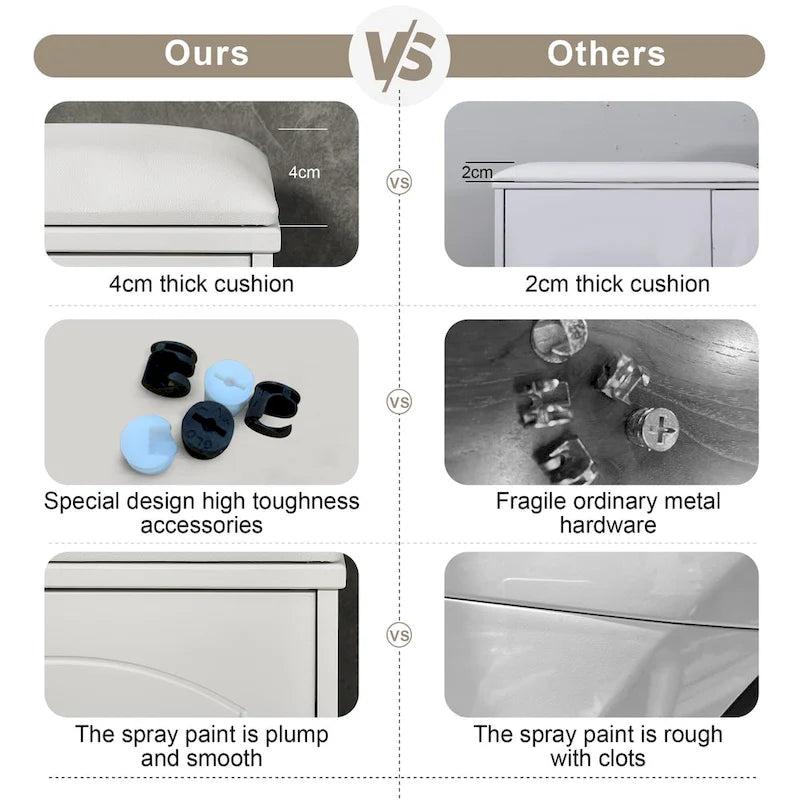 Banc de rangement à chaussures en bois avec tiroir, blanc