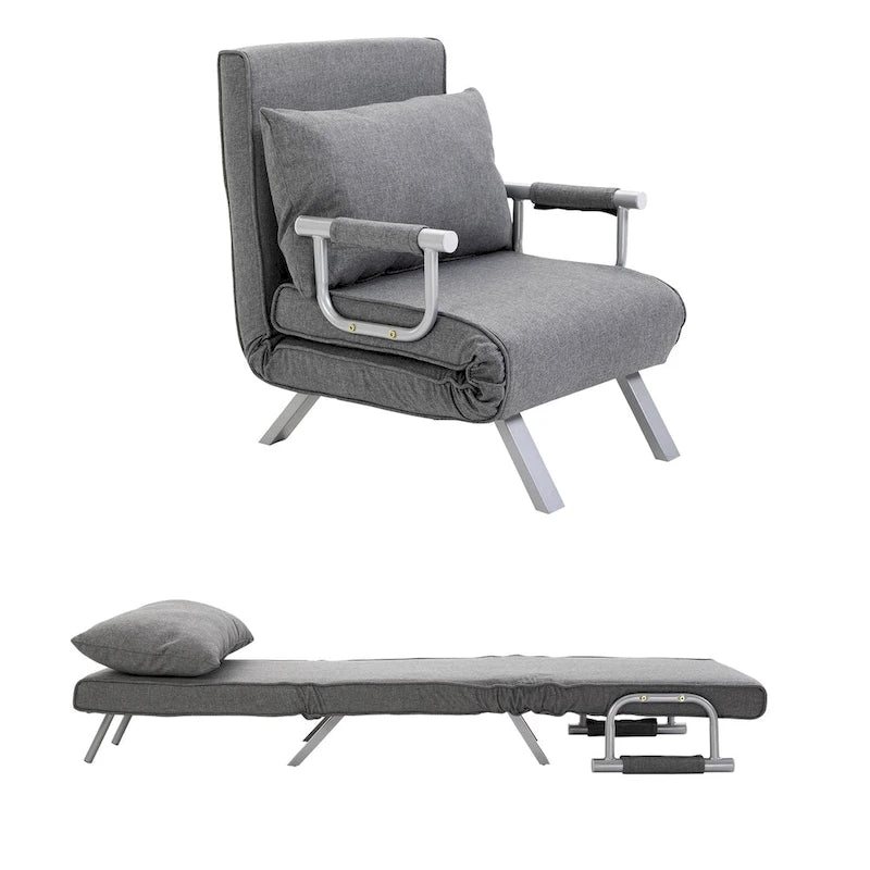 Canapé-lit futon HOMCOM compact avec surface de couchage dépliable confortable pour les invités, dossier inclinable et design élégant