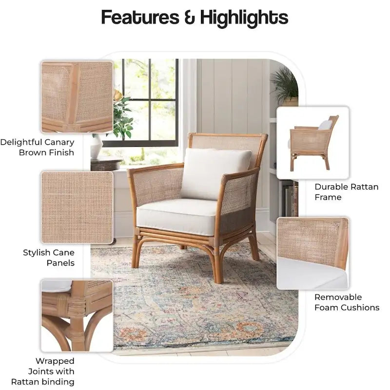 Fauteuil d'appoint en rotin Tatum