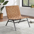 Calvo Woven Brown Leather Accent Chair by Greyson Living