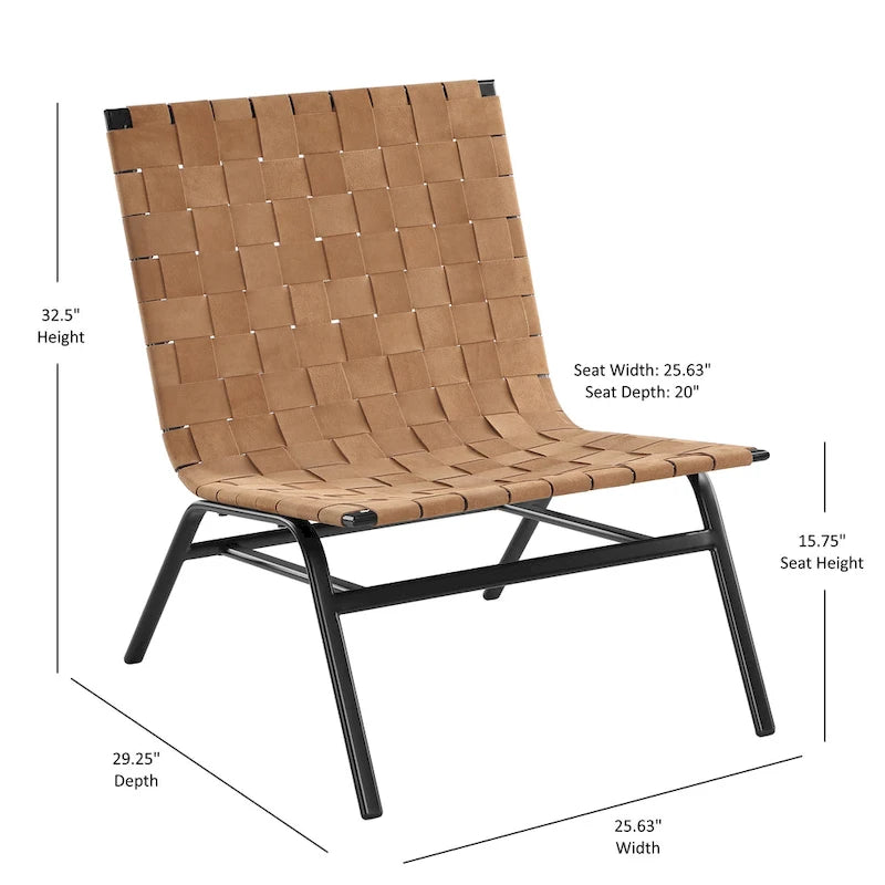 Fauteuil d'appoint Calvo en cuir marron tissé par Greyson Living