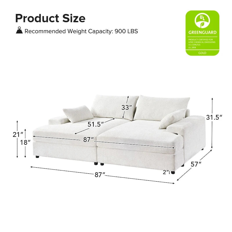 Canapé Conradus Modern surdimensionné 57 pouces à accoudoirs carrés profonds par HULALA HOME