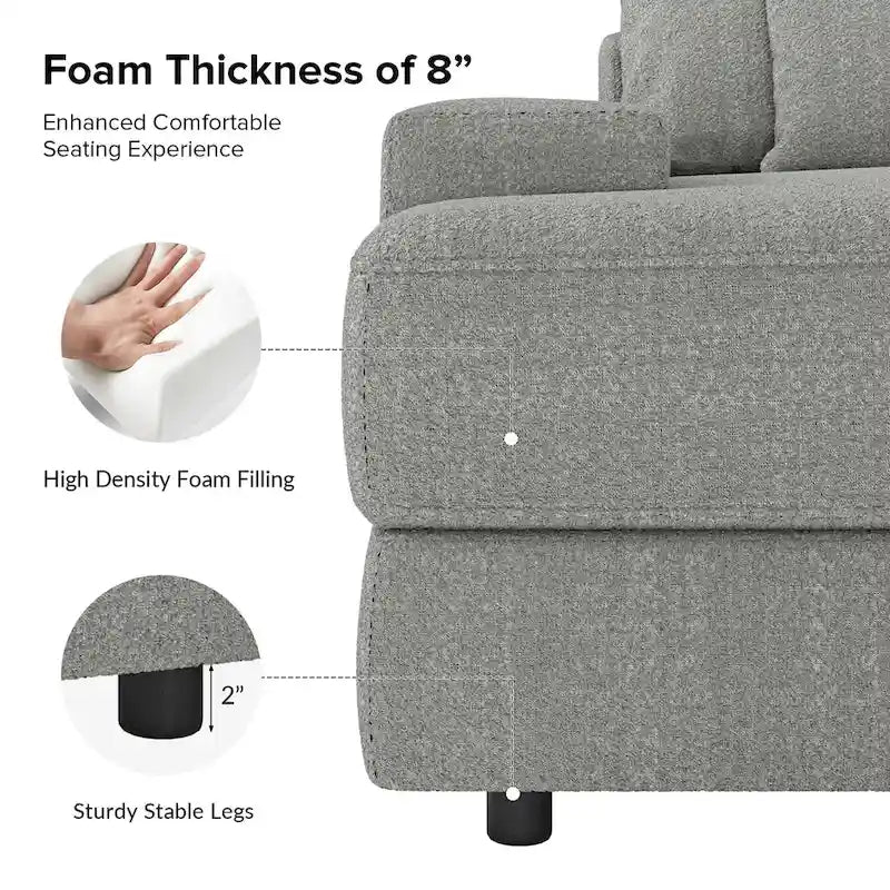 Canapé Conradus Modern surdimensionné 57 pouces à accoudoirs carrés profonds par HULALA HOME