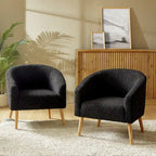 Fauteuil Sheila moderne 30W en boucle avec pieds en bois massif, lot de 2, par HULALA HOME