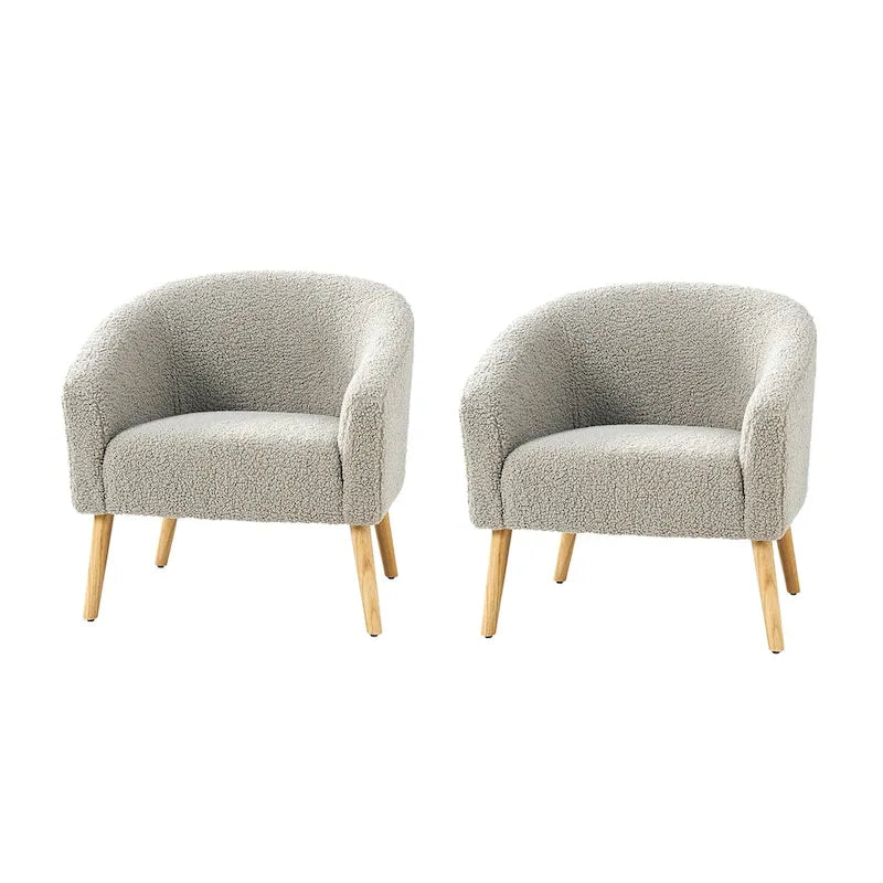 Fauteuil Sheila moderne 30W en boucle avec pieds en bois massif, lot de 2, par HULALA HOME