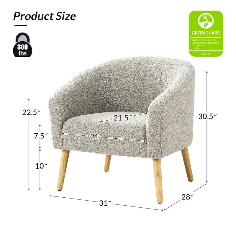 Fauteuil Sheila moderne 30W en boucle avec pieds en bois massif, lot de 2, par HULALA HOME