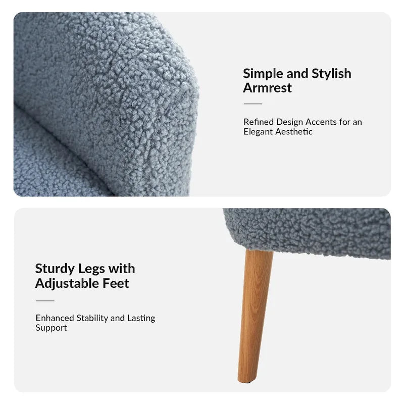 Fauteuil Sheila moderne 30W en boucle avec pieds en bois massif, lot de 2, par HULALA HOME