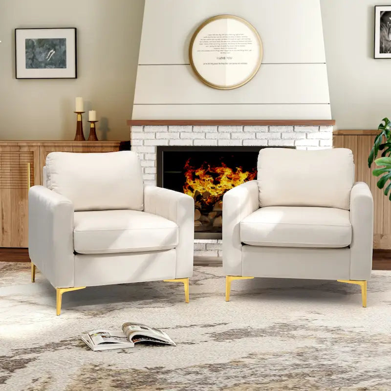 Fauteuil club avec fauteuil d'appoint rembourré moderne Pellebant