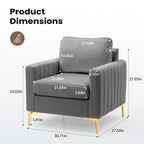 Fauteuil club avec fauteuil d'appoint rembourré moderne Pellebant