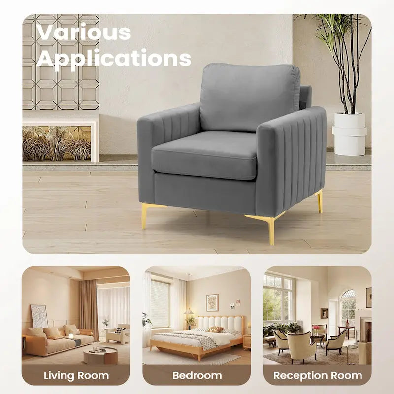 Fauteuil club avec fauteuil d'appoint rembourré moderne Pellebant