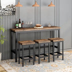 Ensemble table et chaises de salle à manger extra longues avec 3 tabourets style pub