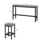 Ensemble table et chaises de salle à manger extra longues avec 3 tabourets style pub