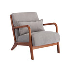 Fauteuil d'appoint Biana en tissu velours côtelé avec coussin et structure en bois d'hévéa de Porthos Home