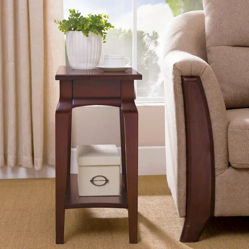 Table d'appoint étroite en bois gris