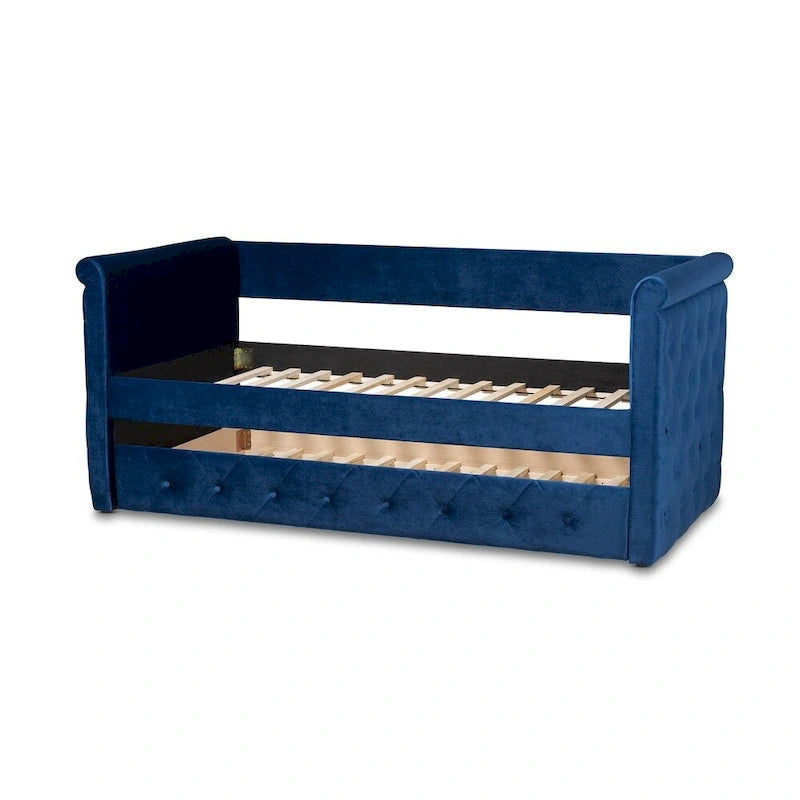 Lit de jour en velours Saky Copper Grove avec lit gigogne