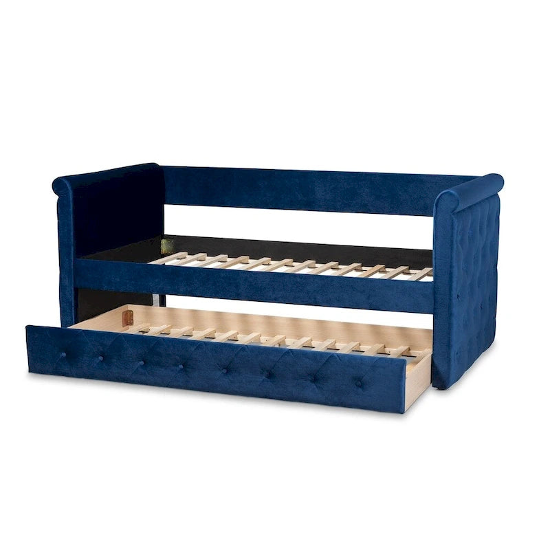 Lit de jour en velours Saky Copper Grove avec lit gigogne