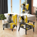 Designart Mustard Yellow And Vivid Gray II Upholstered Abstract Accent Chair and Modern & Contemporary Arm Chair