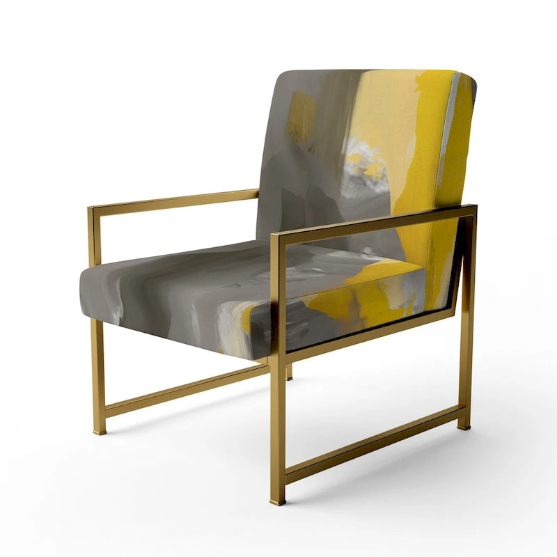 Fauteuil d'appoint capitonné Designart jaune moutarde et gris vif II et fauteuil moderne et contemporain