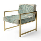 Fauteuil d'appoint rembourré Designart Seastar et Coquillage Bleu II - Style nautique et côtier