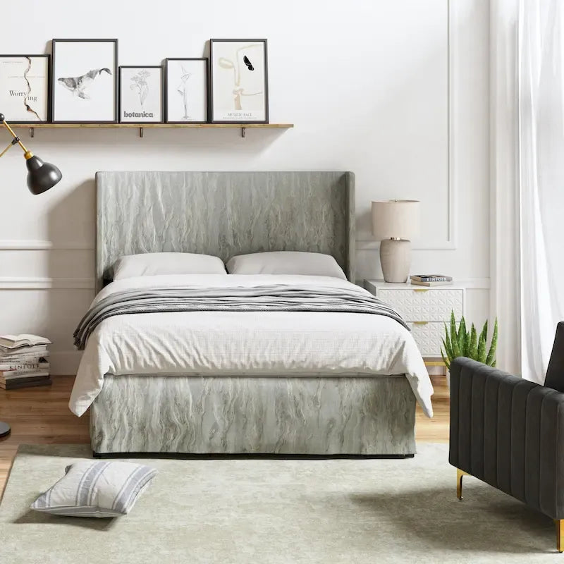 Housse de lit Louise traditionnelle lavable, capitonnée en métal, par HULALA HOME