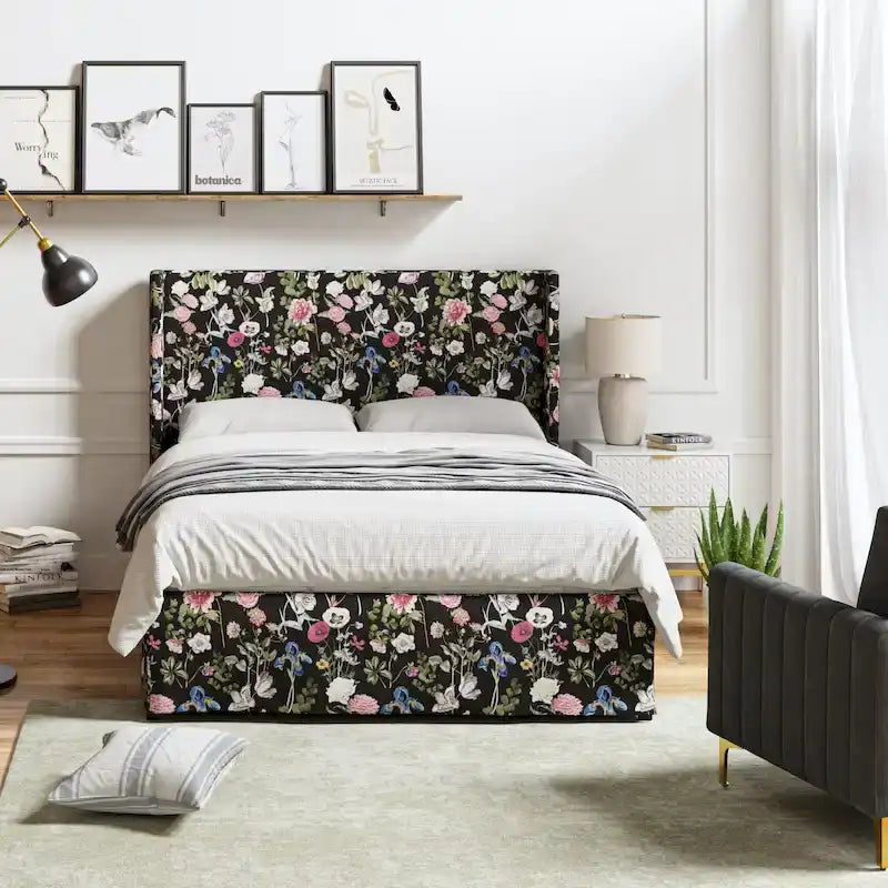 Housse de lit Louise traditionnelle lavable, capitonnée en métal, par HULALA HOME