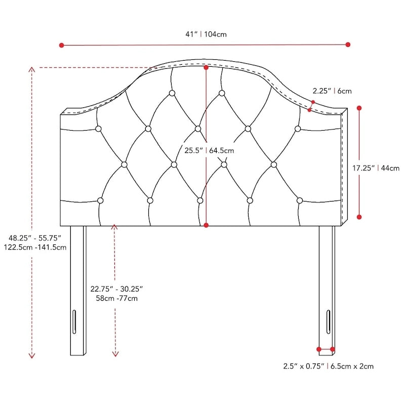 Tête de lit CorLiving Calera Diamond capitonnée en tissu à panneaux arqués - 2 places