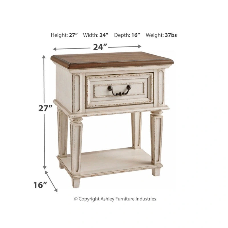 Signature Design by Ashley Nettle Bank 1-drawer Chipped White and Brown Wood Nightstand