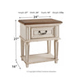 Signature Design by Ashley Nettle Bank 1-drawer Chipped White and Brown Wood Nightstand