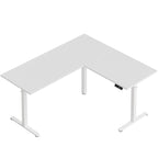 Bureau d'angle en forme de L de 63 pouces avec support ergonomique pour écran et éclairage LED intégré.