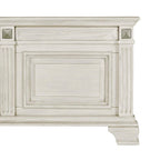 Ensemble de chambre à coucher Roundhill Furniture Renova en bois parchemin vieilli avec lit à panneaux, commode, miroir, table de chevet et commode haute.